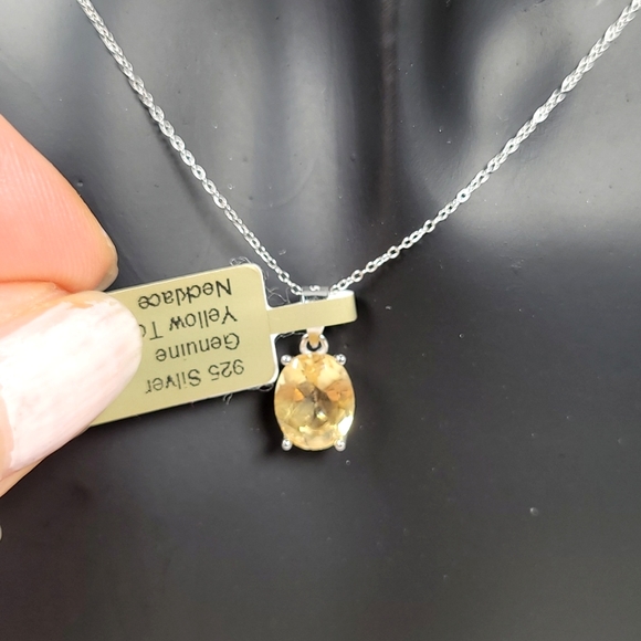 Yellow Topaz Silver Necklace, Topaz Necklace, Natural Gemstone Necklace - Picture 6 of 7